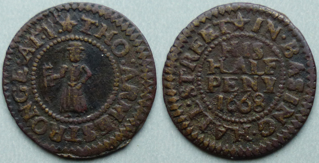 Basinghall Street, Tho Armestronge 1668 halfpenny Basinghall Street, Tho Armestronge 1668 halfpenny